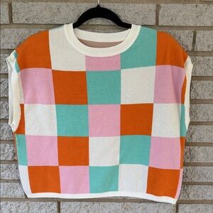 Colorful Checkered Women's Sweater
